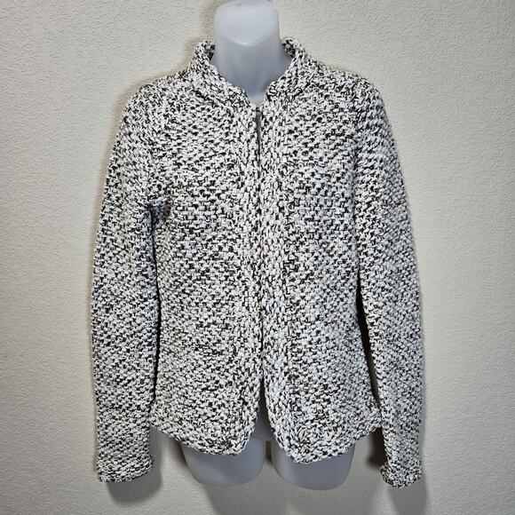 VTG J.Crew Womans Handknit Lambs Wool Cardigan Sweater Marble Brown Fisherman XS - Picture 1 of 16